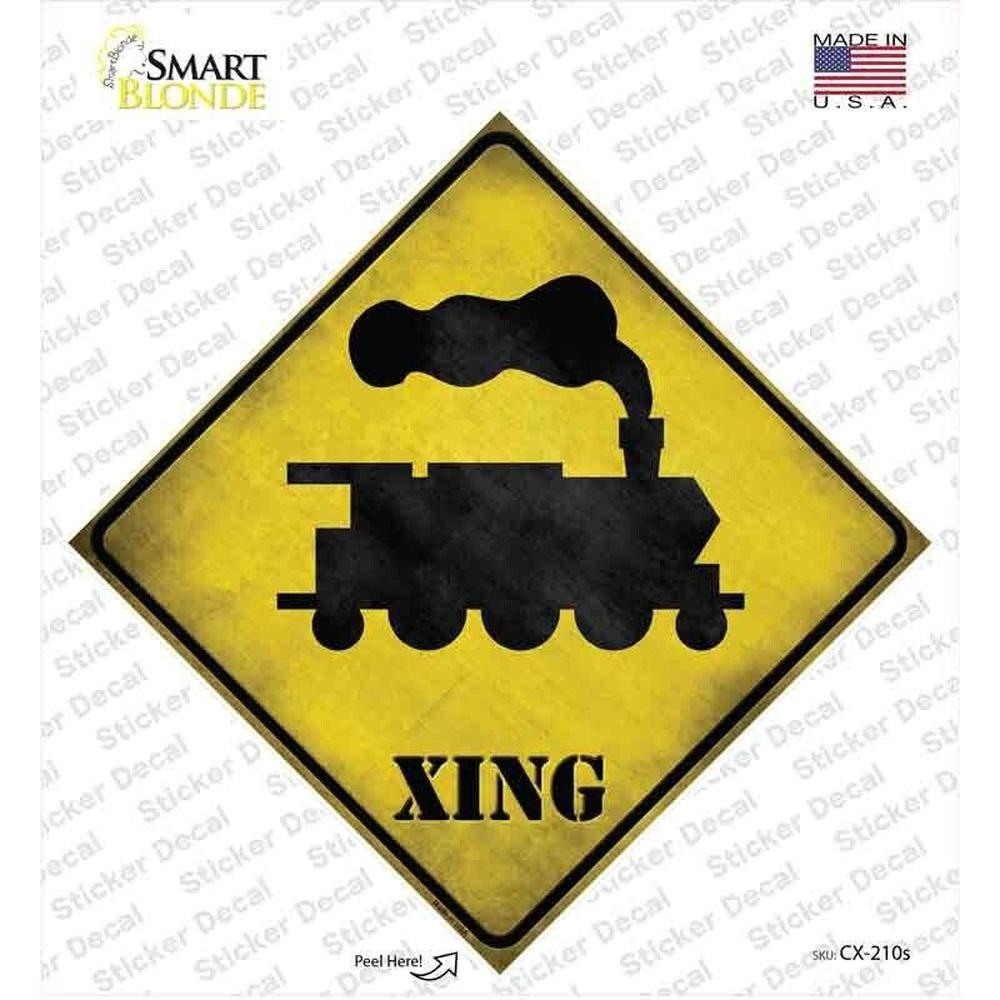 Train Crossing Novelty Diamond Sticker Decal 9in x 9in Home & Garden:Home Décor:Decals, Stickers & Vinyl Art Style Your Walls
